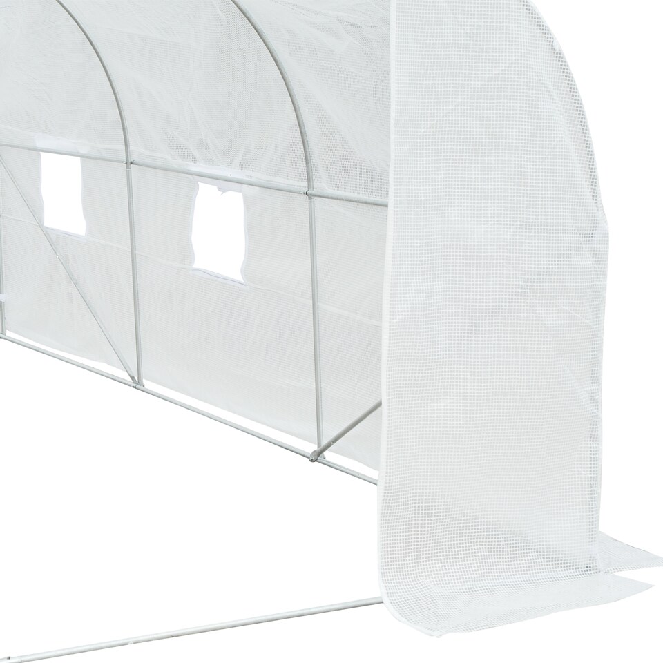 image 1 of Outsunny Walk-In Polytunnel Greenhouse w Roll Up Door Windows, 3.5x3x2 m White