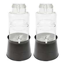 Rink Drink Glass Drinks Dispensers with Tap & Black Bucket Stand - 6.5L - Pack of 2