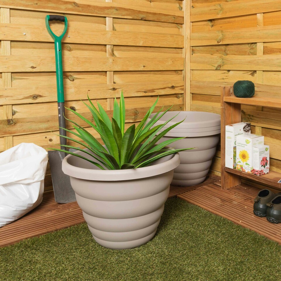 image 1 of Beehive 4x 48cm Round Plastic Garden Planter Grey