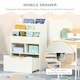 image 5 of HOMCOM Kids Bookcase, Toy Box w/ Storage Drawer, Wheels for Bedroom - Grey 