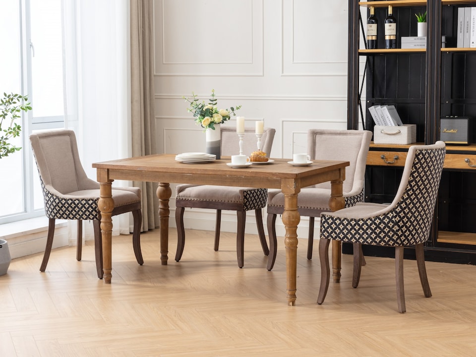 image 1 of Bewley Set of 2 Modern Fabric Dining Chairs with Wooden Legs