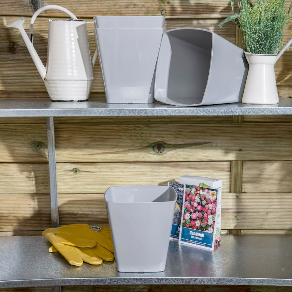 image 1 of Wham studio 4x 14cm Square Plastic Planter | Grey | Cool Grey