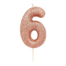 Anniversary House Metallic Glitter 6th Birthday Pick Candle - Rose Gold - One Size