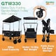 image 3 of GardenTek Garden Festival Trolley / Cart / Wagon with Wheels, Brakes, Canopy, Side Box, 90kg Load 120L Capacity | GTW330