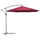 image 1 of Outsunny 3m Garden Banana Parasol Hanging Cantilever Umbrella with Crank Handle and Cross Base for Outdoor, Sun Shade, Wine Red