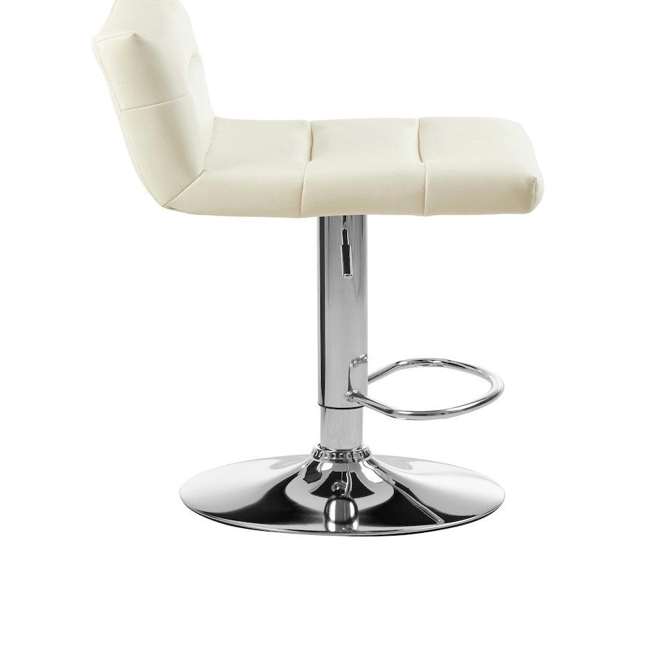 image 1 of Interiors By Premier Sleek White Seat Bar Stool With Chrome Base, Comfortable Bar Chair, Adjustable Height Modern Bar Stool