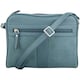 image 4 of Genuine Soft Leather Crossbody Shoulder Handbag with Suede Panelling Grey | Light Grey