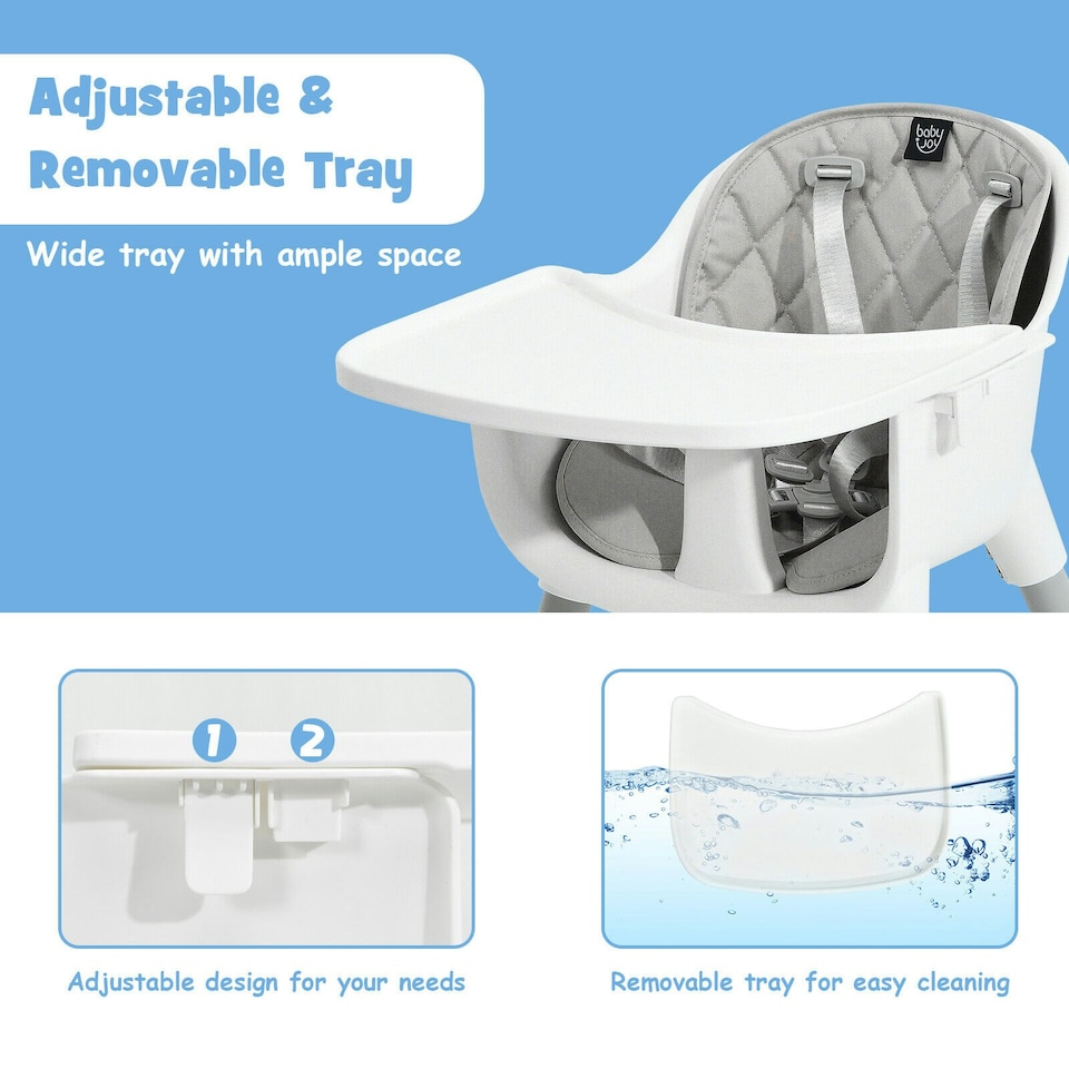 image 1 of COSTWAY 4 in 1 Baby Highchair Infant Feeding Seat