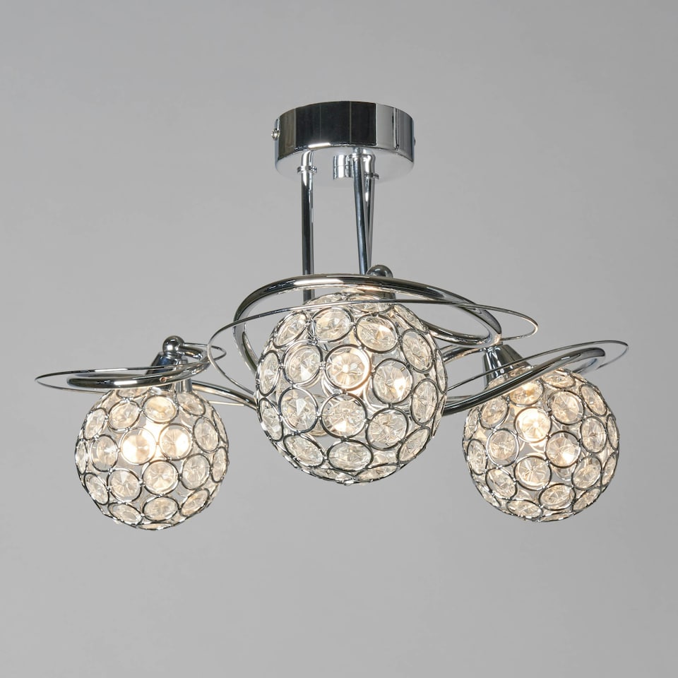 image 1 of BHS Orianna 3 Light Flush Ceiling Light, Silver