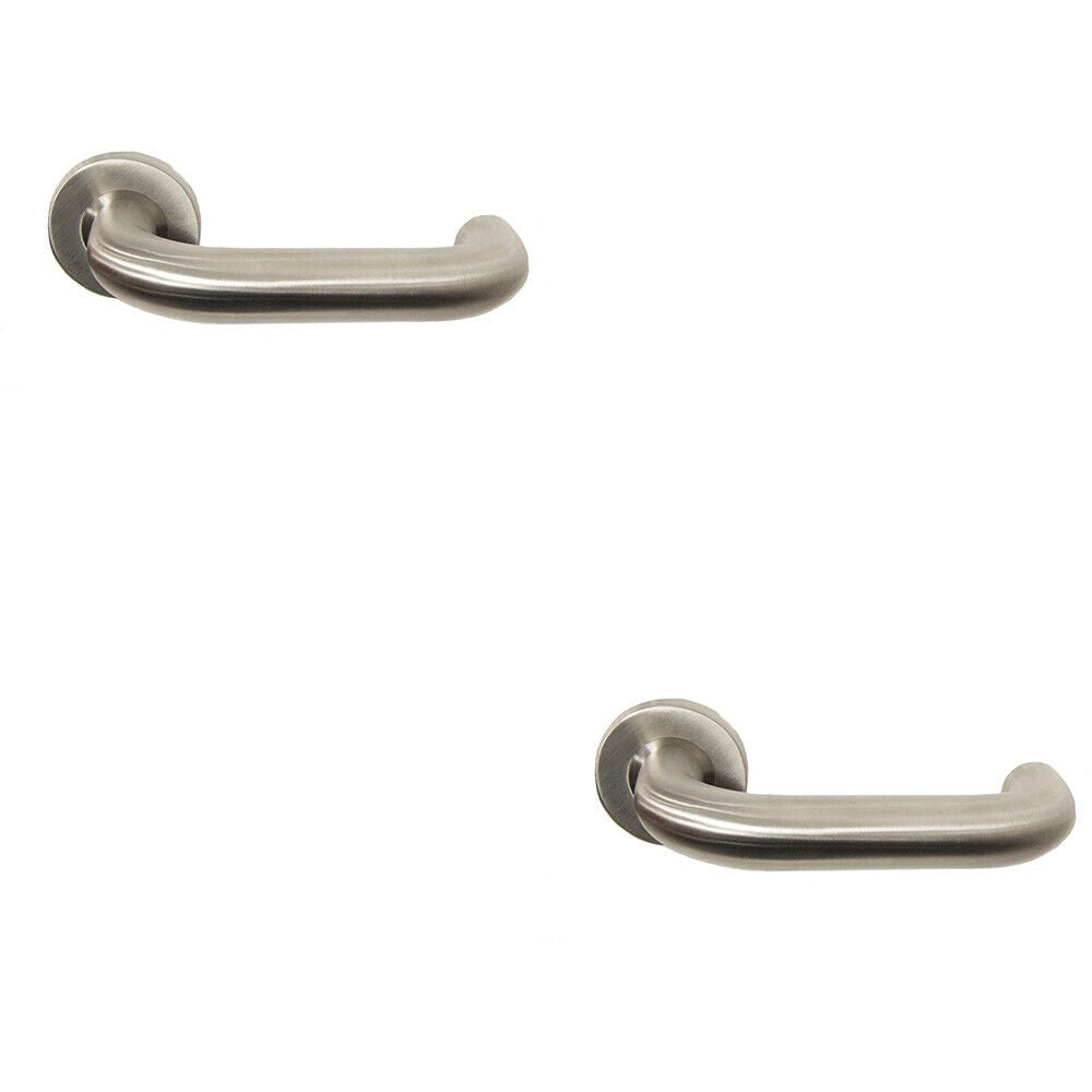 Loops 2x PAIR 22mm Round Bar Safety Handle on Round Rose Concealed Fix Satin Steel in Metallics