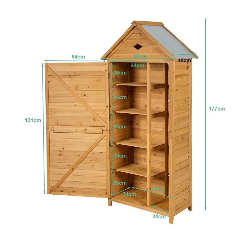 image 1 of Outdoor Storage Shed Wooden Garden Tool Utility Cabinet Waterproof Asphalt Roof