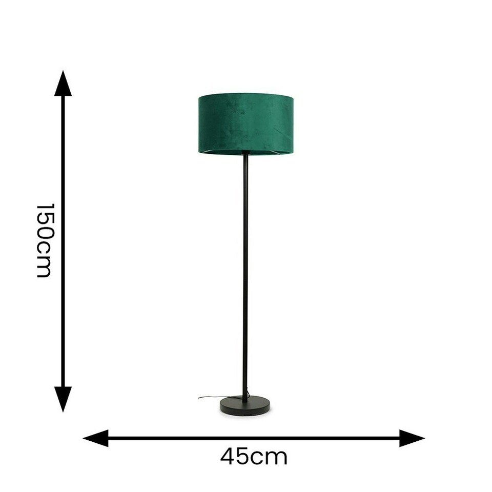 image 1 of ValueLights Charlie Black Stem Floor Lamp Green Drum Shade Green