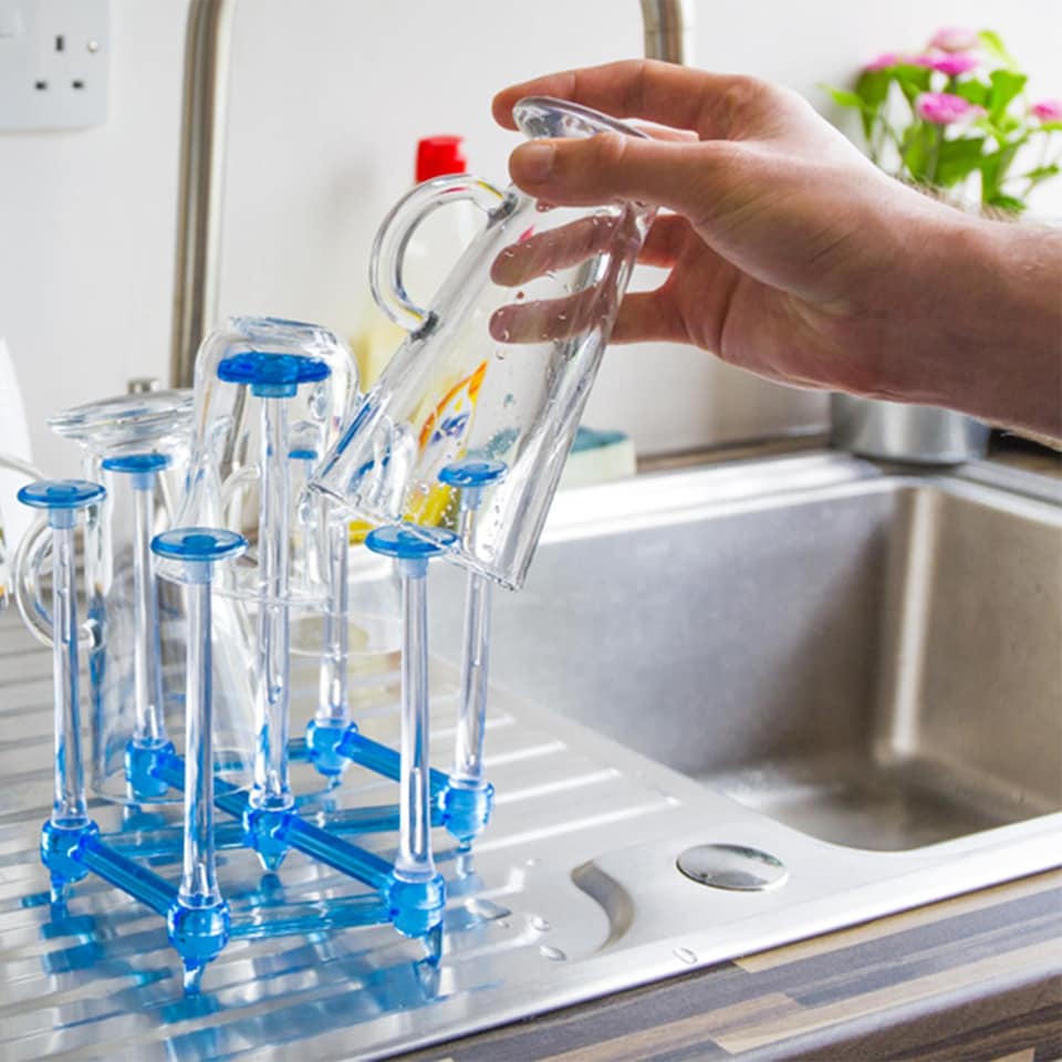 image 1 of Haven Retractable Cup Drying Rack Adjustable Glass & Mug Drainer Non-Slip Base