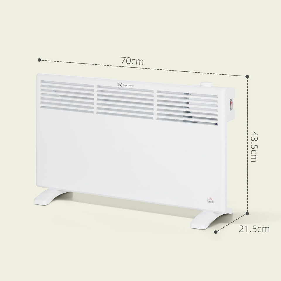 image 1 of HOMCOM 1500W Panel Heater, Low Energy Electric Heater for Home, White