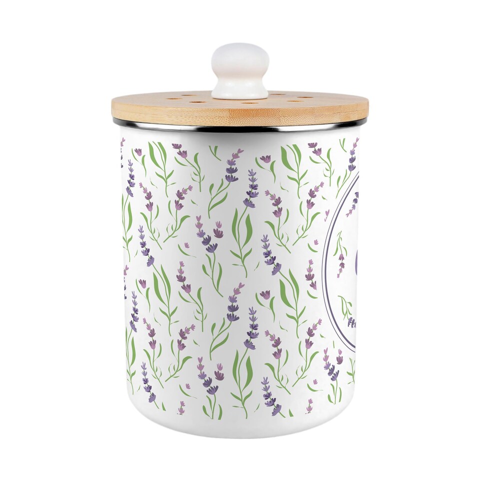 image 1 of Wispy Lavender Compost Caddy - Metal 2L Decorative Kitchen Food Waste Bin
