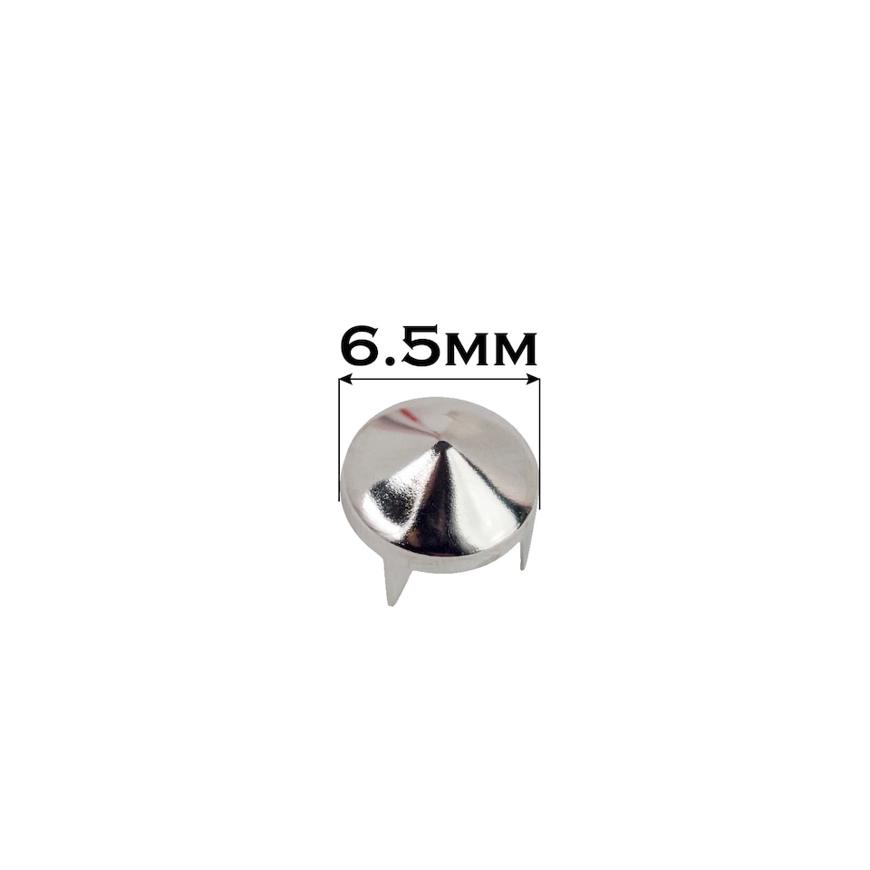 image 1 of 6.5mm Silver Low Cone Punk Studs Hand Pressed Leather Rivets