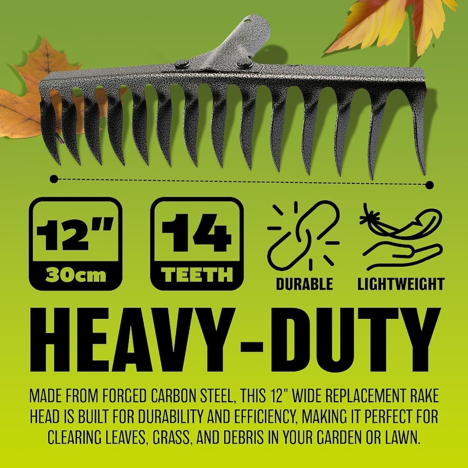 image 1 of 14 Tooth Teeth Emergency Replacement Rake Head Garden Lawn Leaf Raking