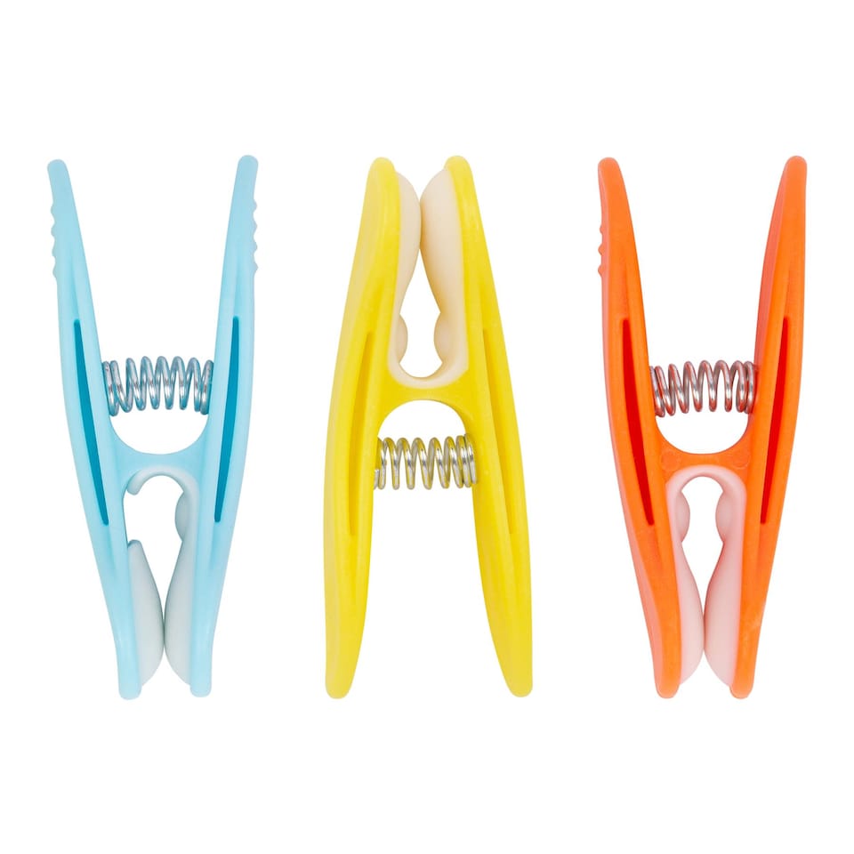 image 1 of Ashley Plastic Soft Touch Clothes Pegs - Multi - Pack of 24