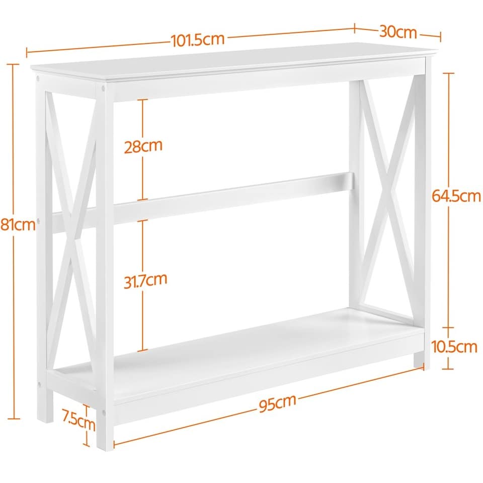 image 1 of Yaheetech  2-Tier Narrow Sofa Table with X-Shape Enforcement Structures