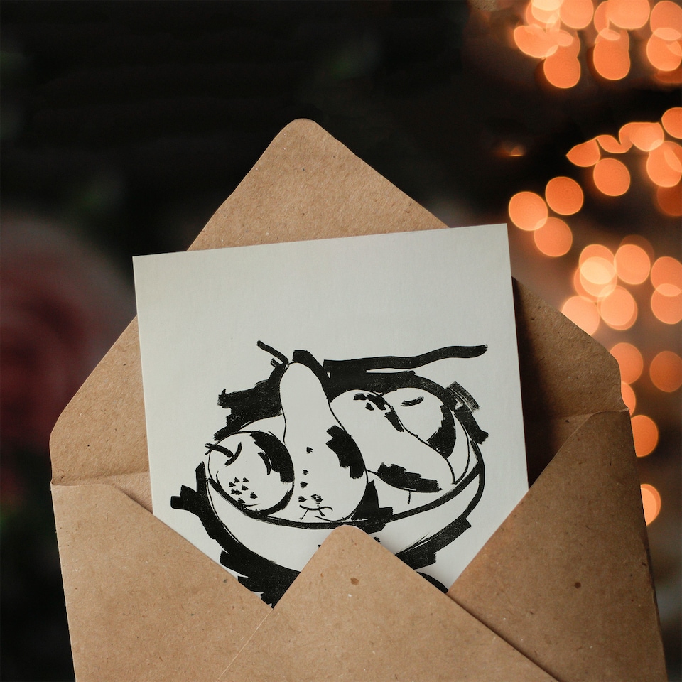 image 1 of Marsden Hartley Art Card Bowl of Fruit Still Life Sketch