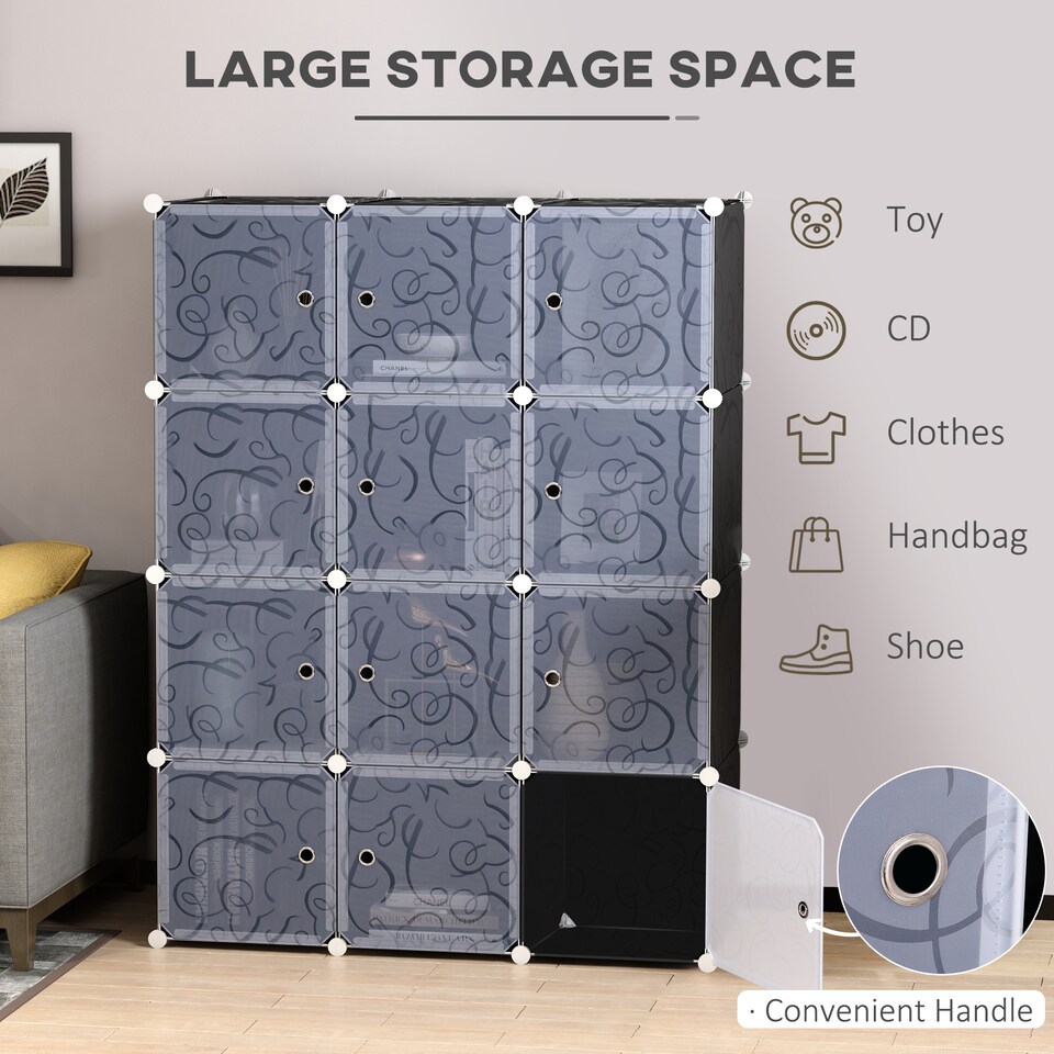 image 1 of HOMCOM DIY Wardrobe Portable Interlocking Plastic Modular Closet Cube Organiser