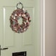 image 2 of 36cm Frosted Hanging Christmas Wreath with Red Jingle Bells & Wooden Stars