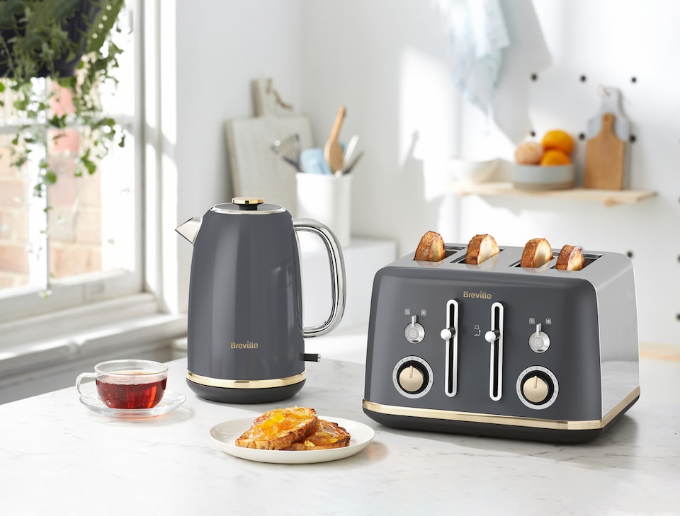 image 1 of Breville Mostra VTT931 4-Slice Toaster Stainless Steel Grey and Gold
