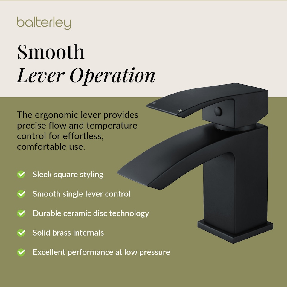 image 1 of Balterley Contemporary Mono Basin Bathroom Mixer Tap with Push Button Waste