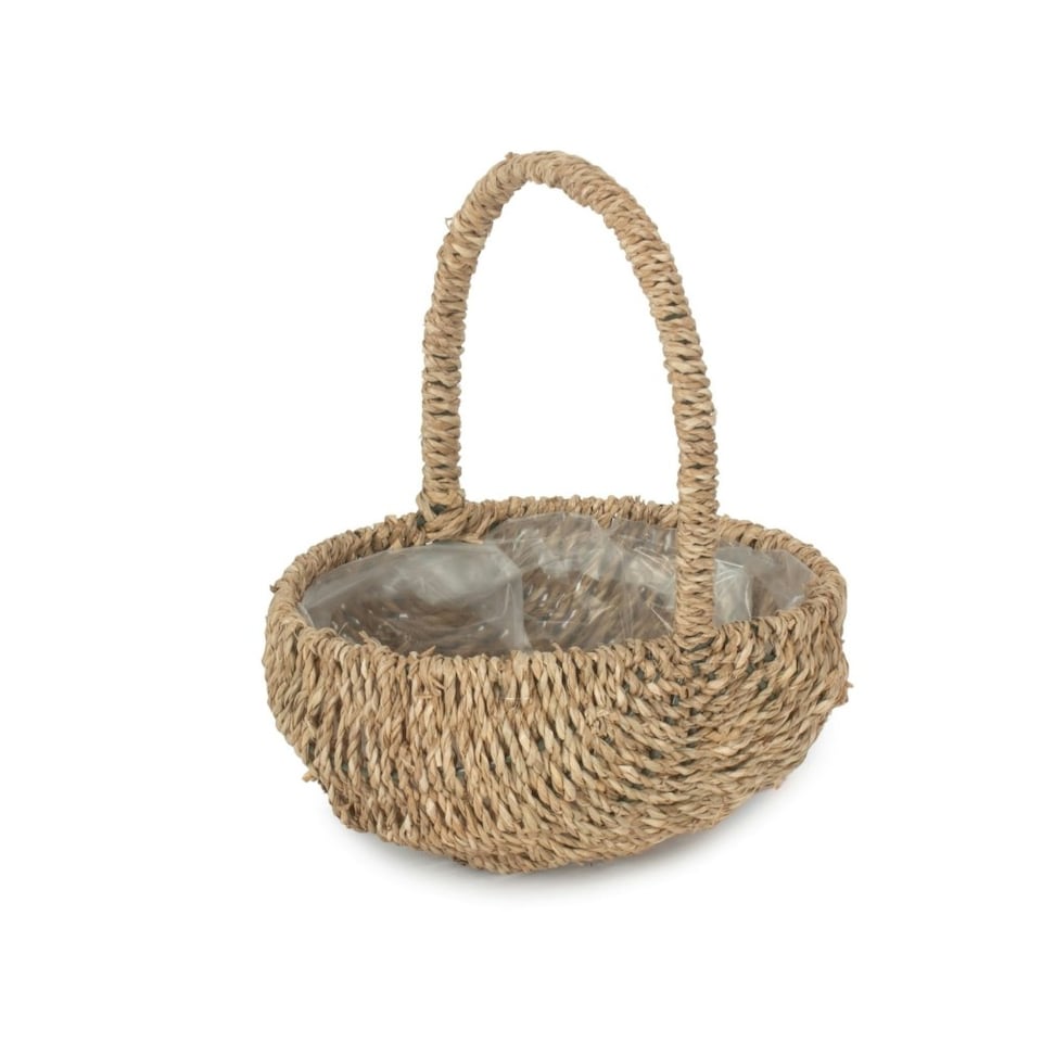 image 1 of Oval Seagrass Flower Basket Brown | Brown | One Size