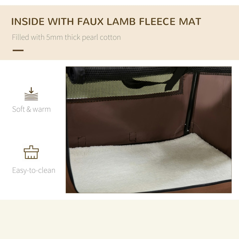 image 1 of PawHut 81cm Foldable Pet Carrier Bag Soft Travel Dog Crate for Medium Dogs Brown