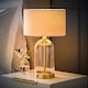 image 2 of ValueLights Jessy Glass and Gold Metal Bedside Table Lamp with a Cream Boucle Lampshade Cream