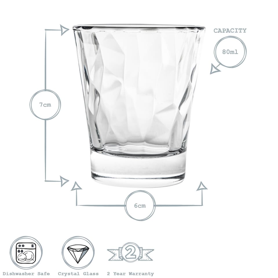 image 1 of Bormioli Rocco Diamond Shot Glasses - 80ml - Pack of 6 | Clear | Clear