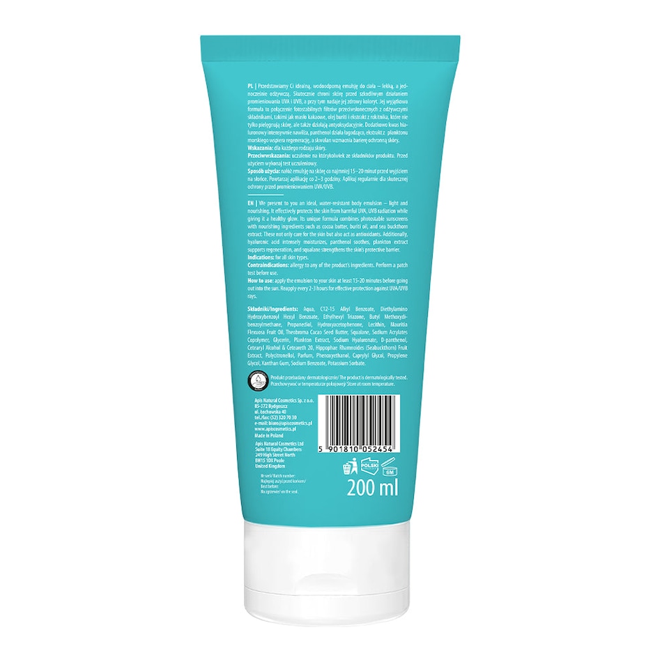 image 1 of Apis Pure Sun Care Protective Body Emulsion SPF 30 | 200ml