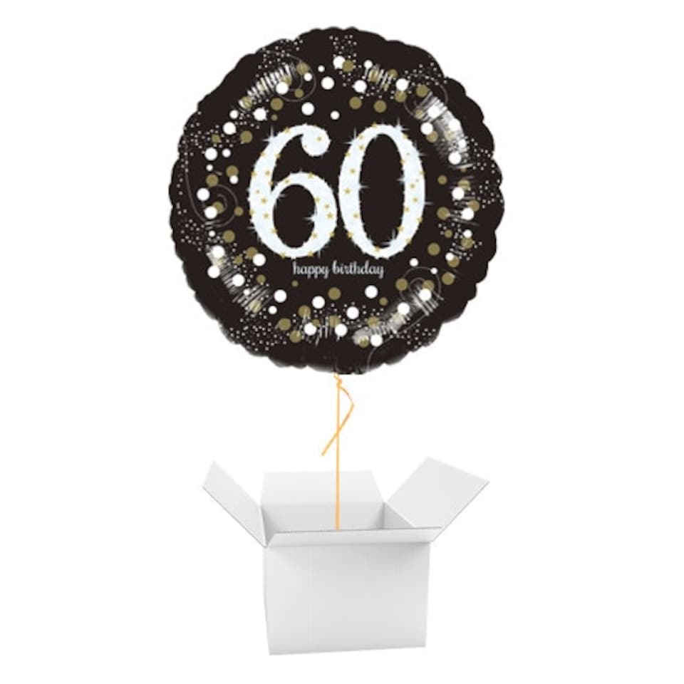 Sparkling Celebration 60th Birthday Round Foil Helium Balloon - Inflated Balloon in a Box