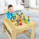 image 6 of COSTWAY Kids Table Chair Set with Double Storage Box Cream