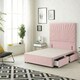 image 3 of Sunburst Divan Bed with 4 Drawers & 54'' Floor Standing Headboard Plush Velvet | Pink | Pink