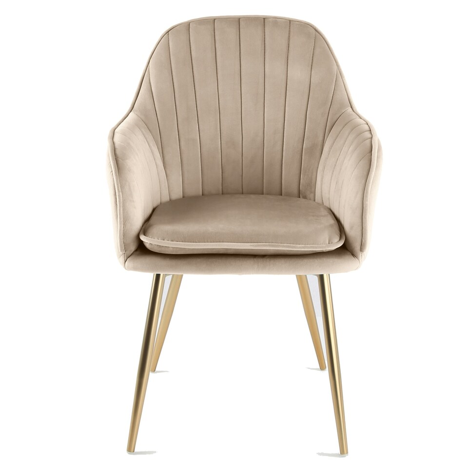 image 1 of MUSE Chair Upholstered in Velvet Fabric with Gold Legs - Taupe Brown | Taupe