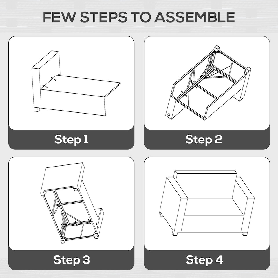 image 1 of Outsunny Rattan Sofa, 2 Seater Garden Furniture with Soft Padded Cushion and Armrests, Wicker Garden Loveseat for Patio, Black