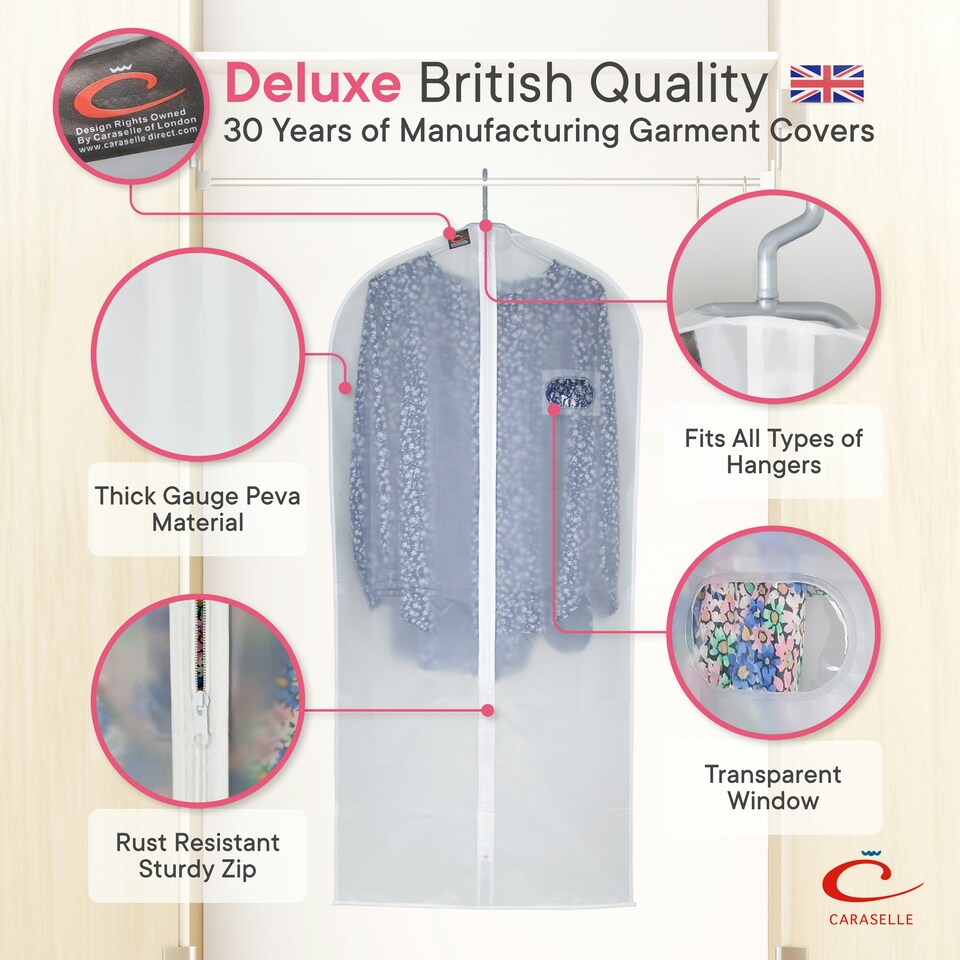 image 1 of 10 x Caraselle Peva Dress Covers Soft Touch Fabric (Approx. 128 x 60cms) Clear