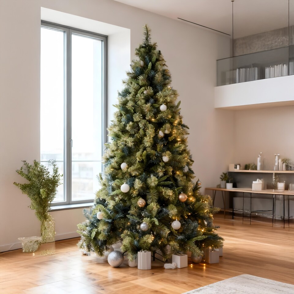 image 1 of 6FT Kentucky Pine Green Pencil Needle Tips Plain Bushy Artificial Christmas Tree | Green | Green