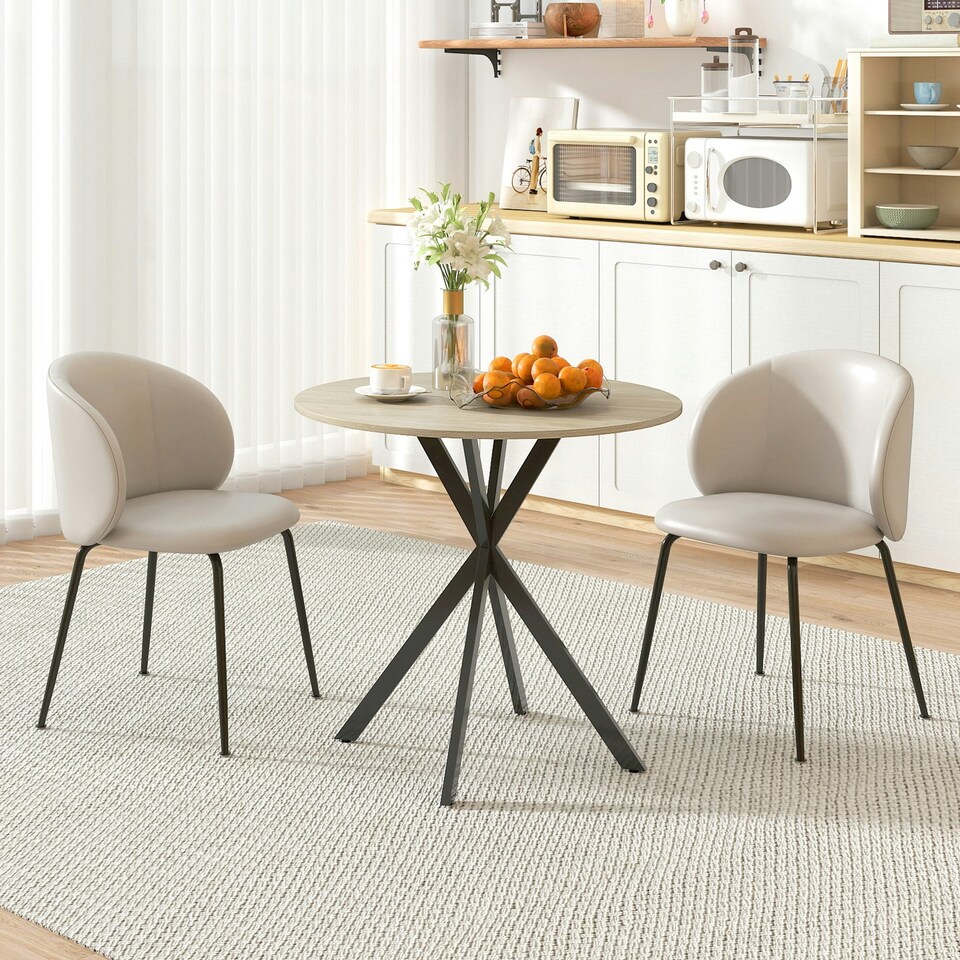 image 1 of HOMCOM 80cm Round Dining Table, Industrial Kitchen Table with Steel Legs Brown | Black