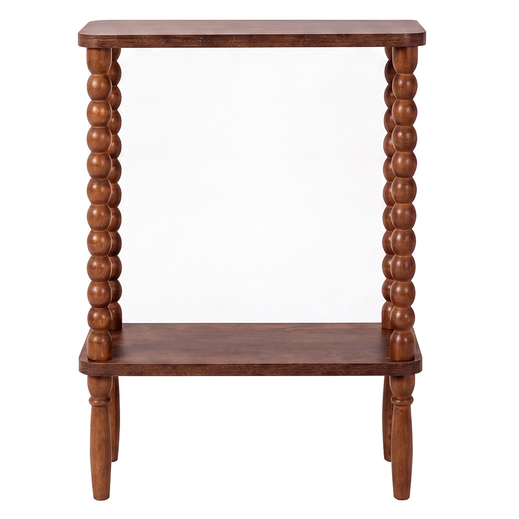 Levede Narrow Side Table 2 Tier Storage MDF End Table Rubber Wood Legs Brown