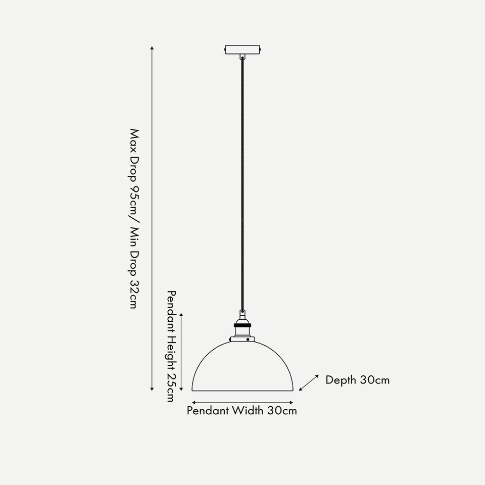 image 1 of Antique Silver Metal and Clear Glass Dome Pendant Clear | Black | W30xD30xH120cm