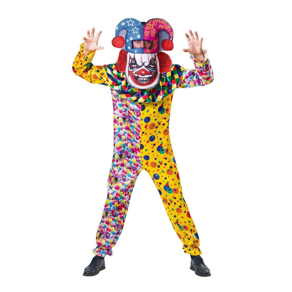 Bristol Novelty Unisex Big Head Clown Costume - Multicoloured - One Size One Size