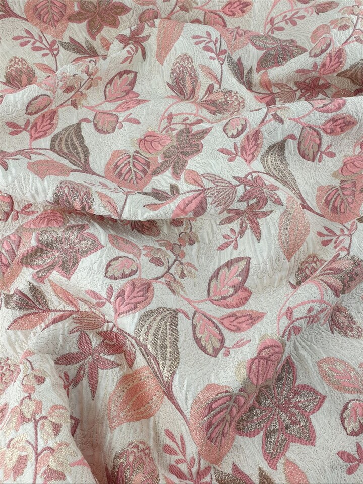 Pink Metallic Woven Brocade Fabric for Dressmaking, 144cm / 56" Wide - per metre