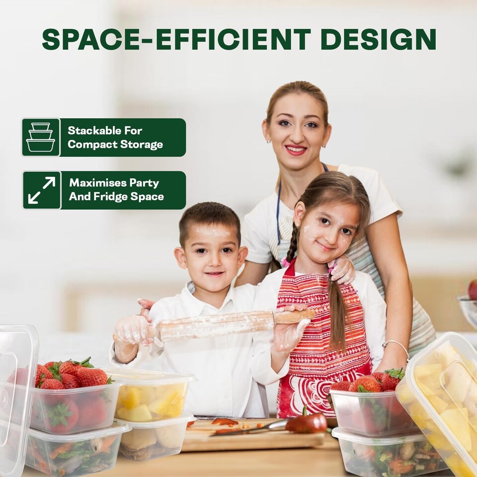 image 1 of ECONX 1000ml Plastic Food Storage Containers With Lids Microwave & Freezer Safe Takeaway Reusable Food Containers x 50pk
