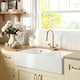 image 4 of Fireclay Kitchen Bundle - Double Bowl 1 Tap Hole Butler Sink & Tap Hole, Wastes & Mono Tap, 895mm - Brushed Brass - Balterley