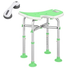 HOMCOM Aluminium Shower Stool for Elderly Disabled Non-Slip Bath Stool Green