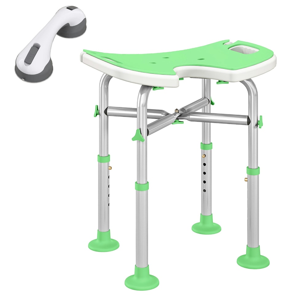 image 1 of HOMCOM Aluminium Shower Stool for Elderly Disabled Non-Slip Bath Stool Green