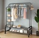 image 5 of Black Heavy Duty Double Clothes Rail with Wheels – Garment Hanging Rack & Storage Shelf